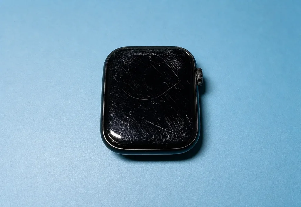 Porysowane szkło Apple Watch - przed polerowaniem